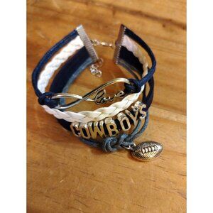 Texas Football Cowboys Charm Bracelet | Rope Braided Love Sports Dangle Bracelet